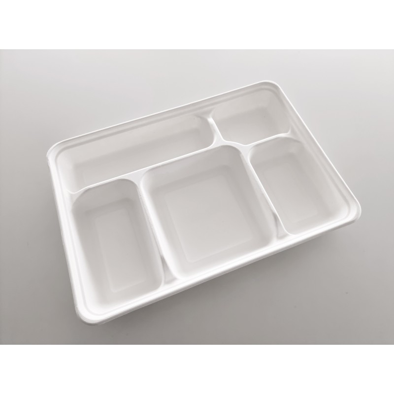 Plateau repas 5 compartiments - Fibre de canne