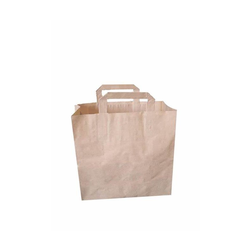 Sac cabas poignées plates - Kraft brun 32x22x24 cm