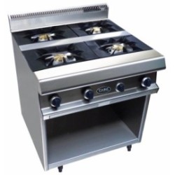 Fourneau 4 feux sur placard ouvert - 1000x1000x900mm