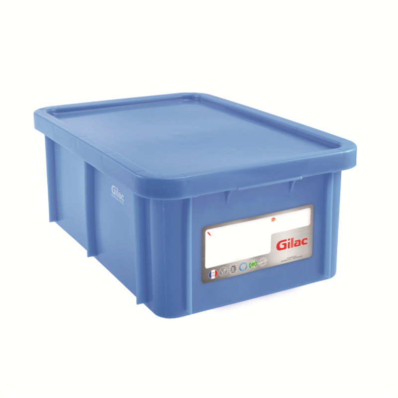 BAC RECTANGULAIRE 35L+COUVERCLE BLE / U HACCP