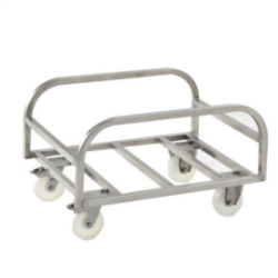 Chariot inox bac 170 L - 4 roues 125 mm - manutention atelier