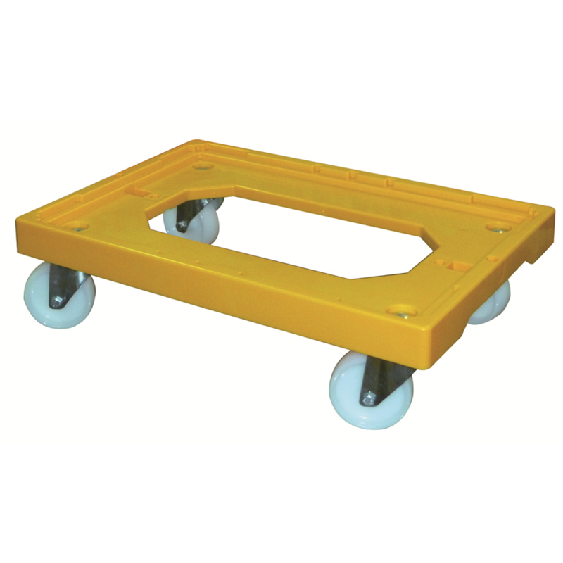 Socle rouleur 4 roues pivotantes Jaune 613x414x172mm