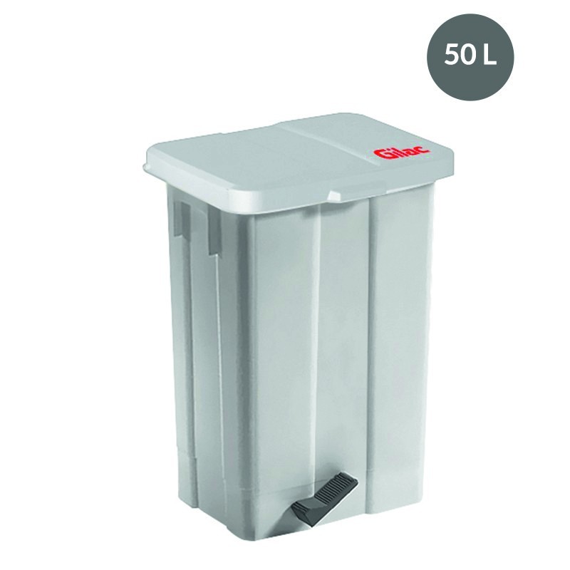 Poubelle à pédale 50 L - Avec couvercle blanc