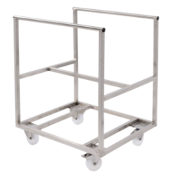 Chariot inox patière 220 L - bac grand volume - roues freinées