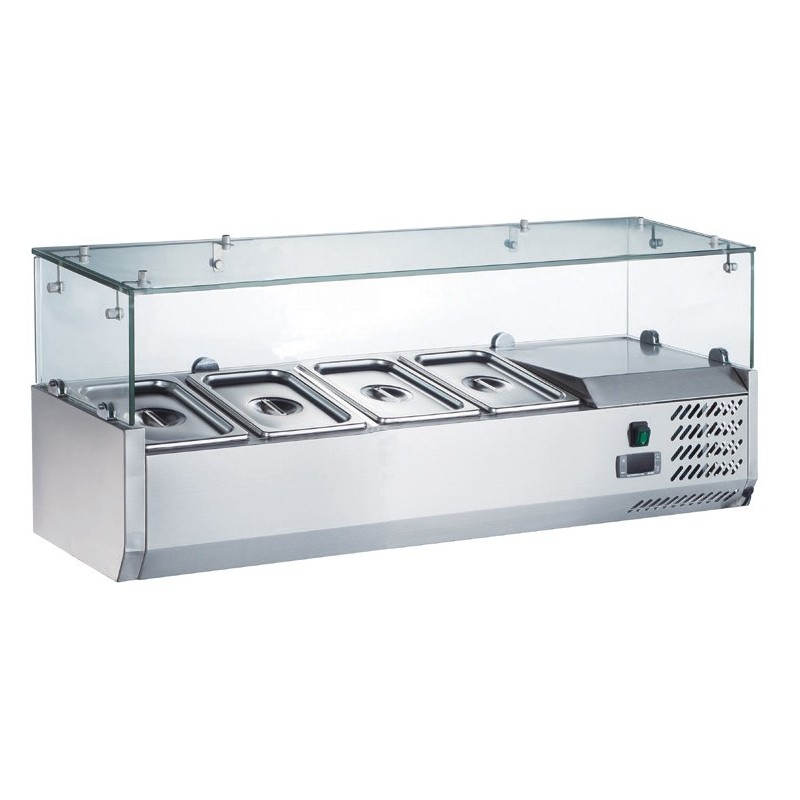 VITRINE POUR 7 BACS GN 1/4 - VITRAGE DROIT