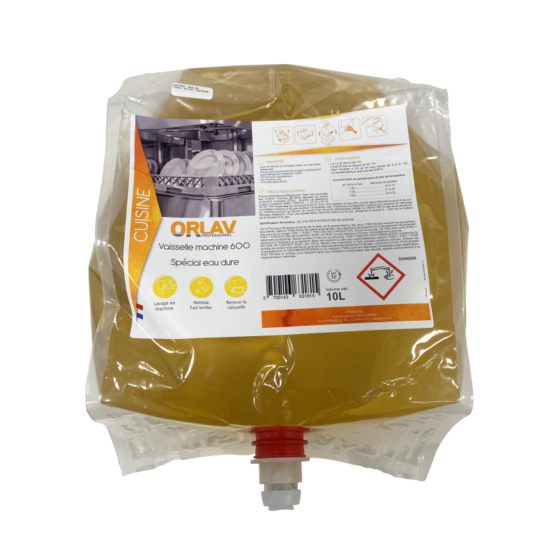 Liquide lavage machine 600 - Eau dure - Poche 10 L