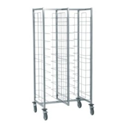 Chariot cafétéria inox 24 plateaux double entrée 930x630