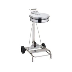 Support de sac 110 L inox – pédale HACCP, roues Ø150