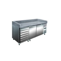 Comptoir préparation froid 2 portes 7 tiroirs 428L Dixell