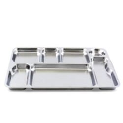 PLATEAU INOX 7 COMPARTIMENTS / 46 x 36 x 2,5 CM