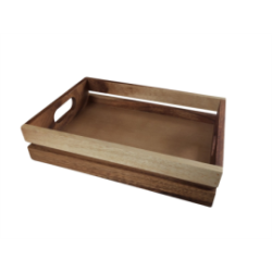 Caisse à burger bois acacia 30x21x7 cm - présentation - WDC2315