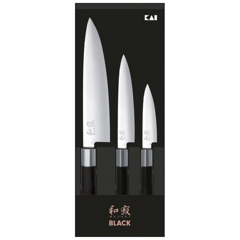 Set 3 couteaux - office, universel, cuisine - Wasabi