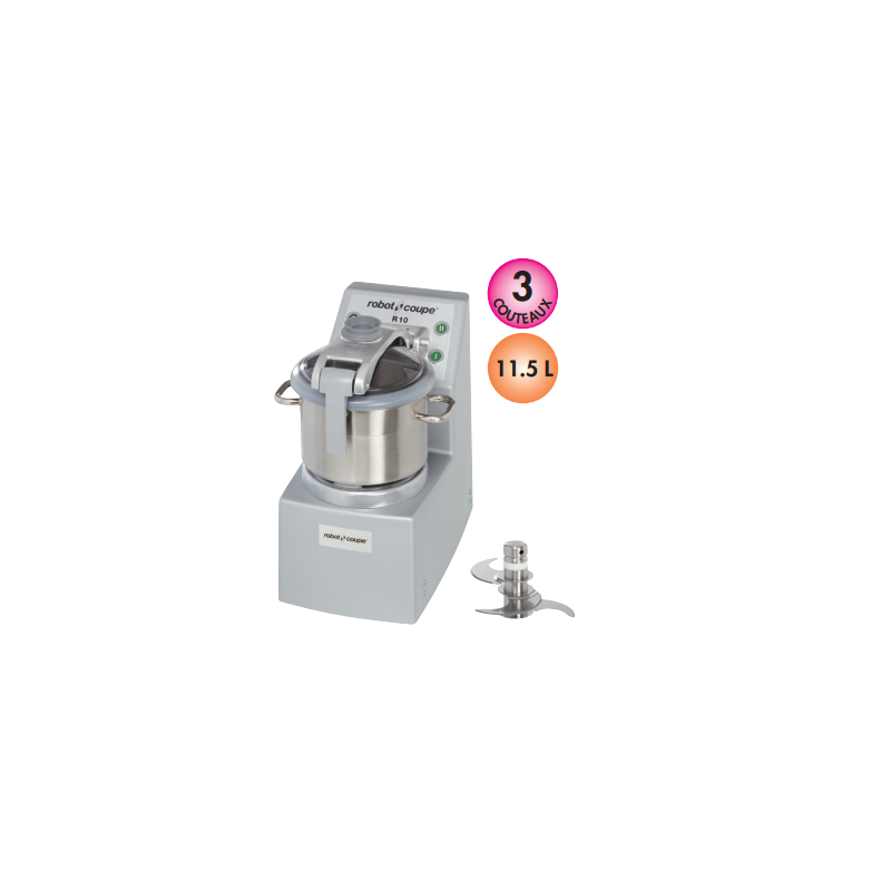 Cutter de table Robot-Coupe R10 – 11,5 L, 2 600 W, 1 500/3 000 tr/min
