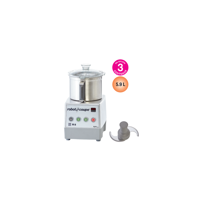 Cutter de table Robot-Coupe R 5-2V – 5,9 L, 1500 W, 2 vitesses